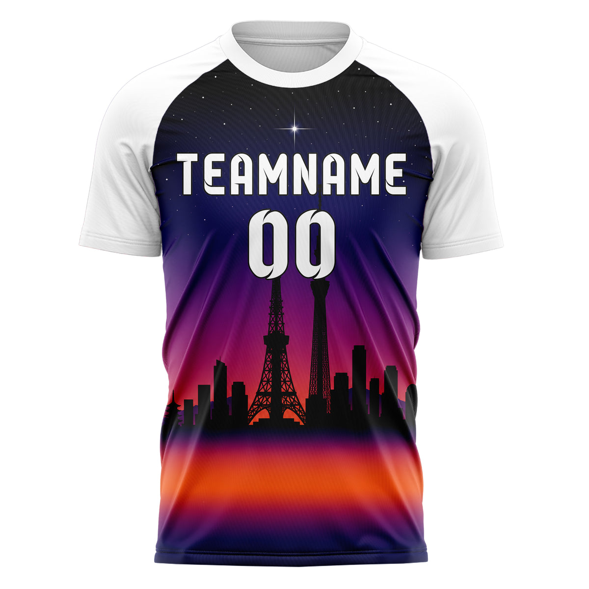Schwarz Tokyo Skyline Design 15-0308 individuelles Fußballtrikot front
