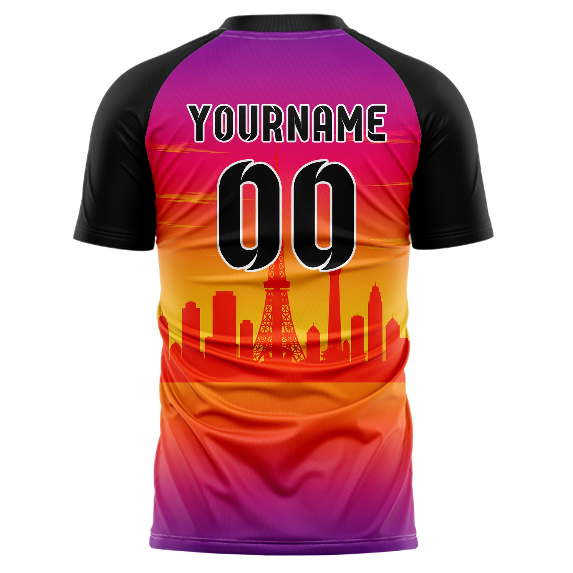 Orange Tokyo Skyline Design 15-0302 individuelles Fußballtrikot back