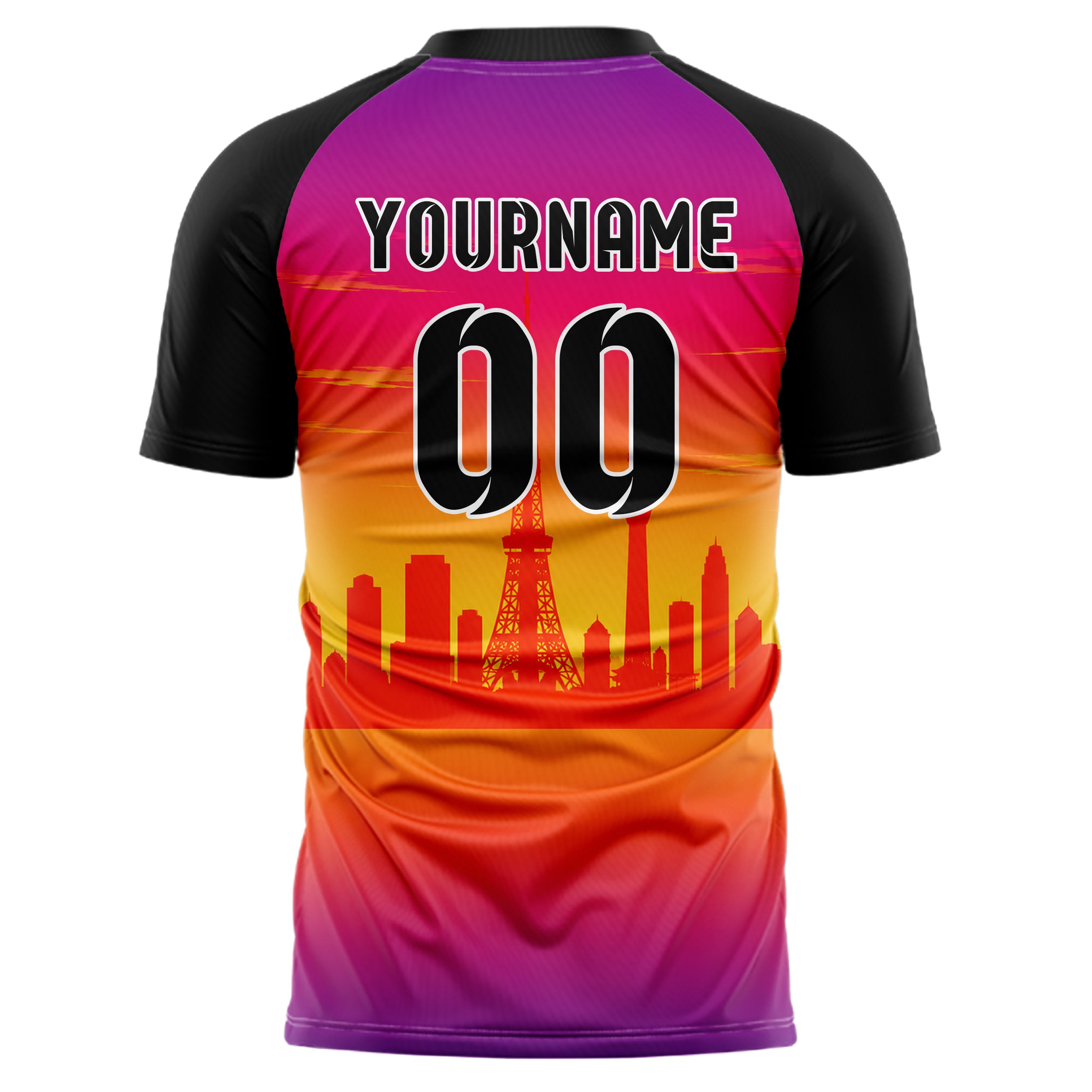 Orange Tokyo Skyline Design 15-0302 individuelles Fußballtrikot back