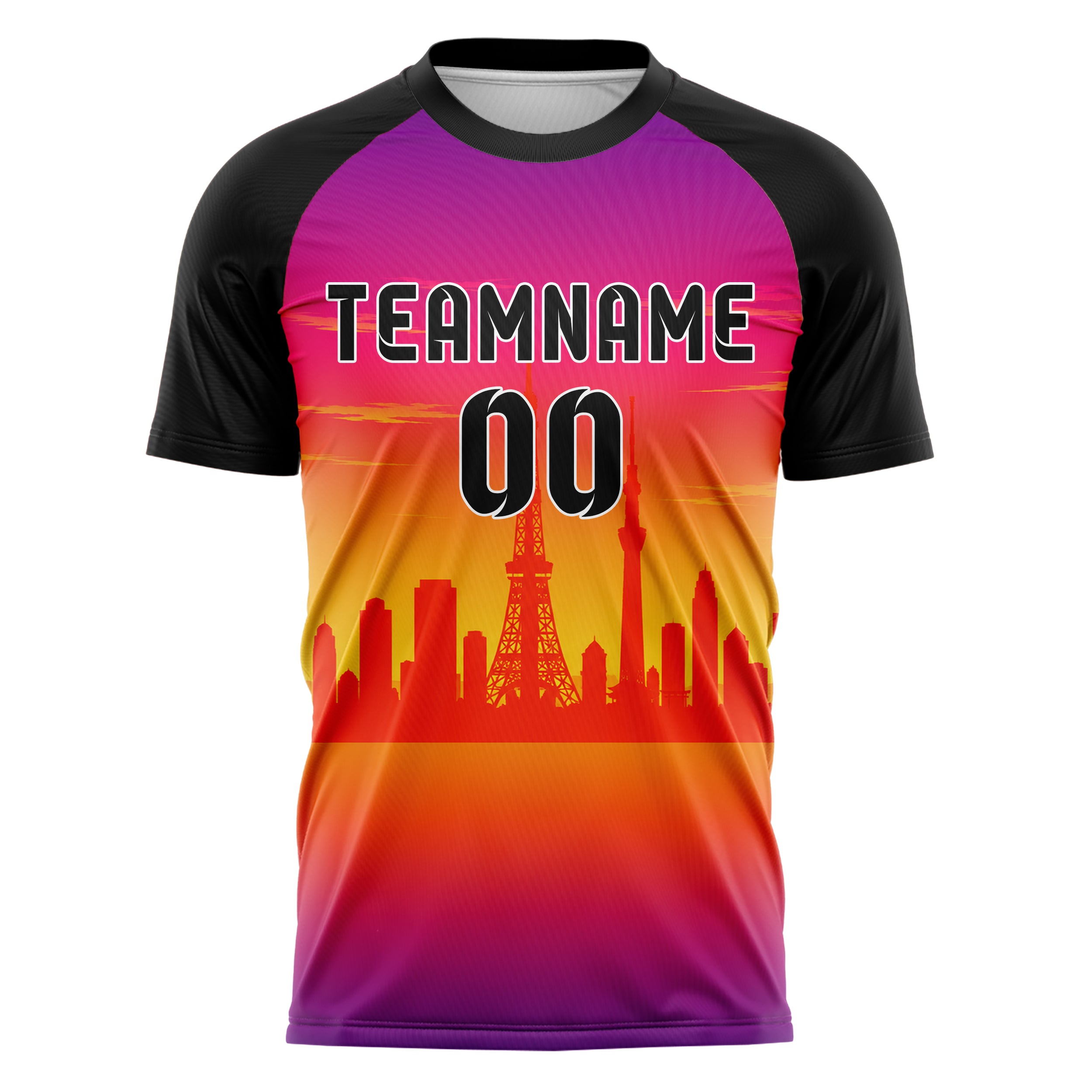 Orange Tokyo Skyline Design 15-0302 individuelles Fußballtrikot front