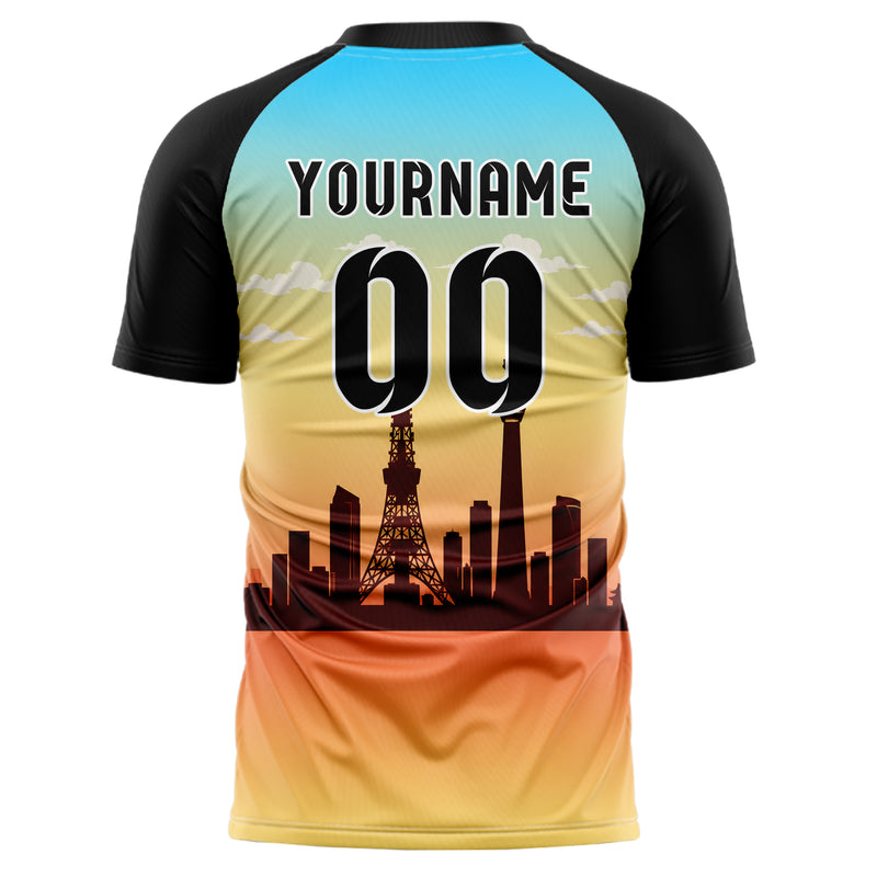 Gelb Tokyo Skyline Design 15-0305 individuelles Fußballtrikot back