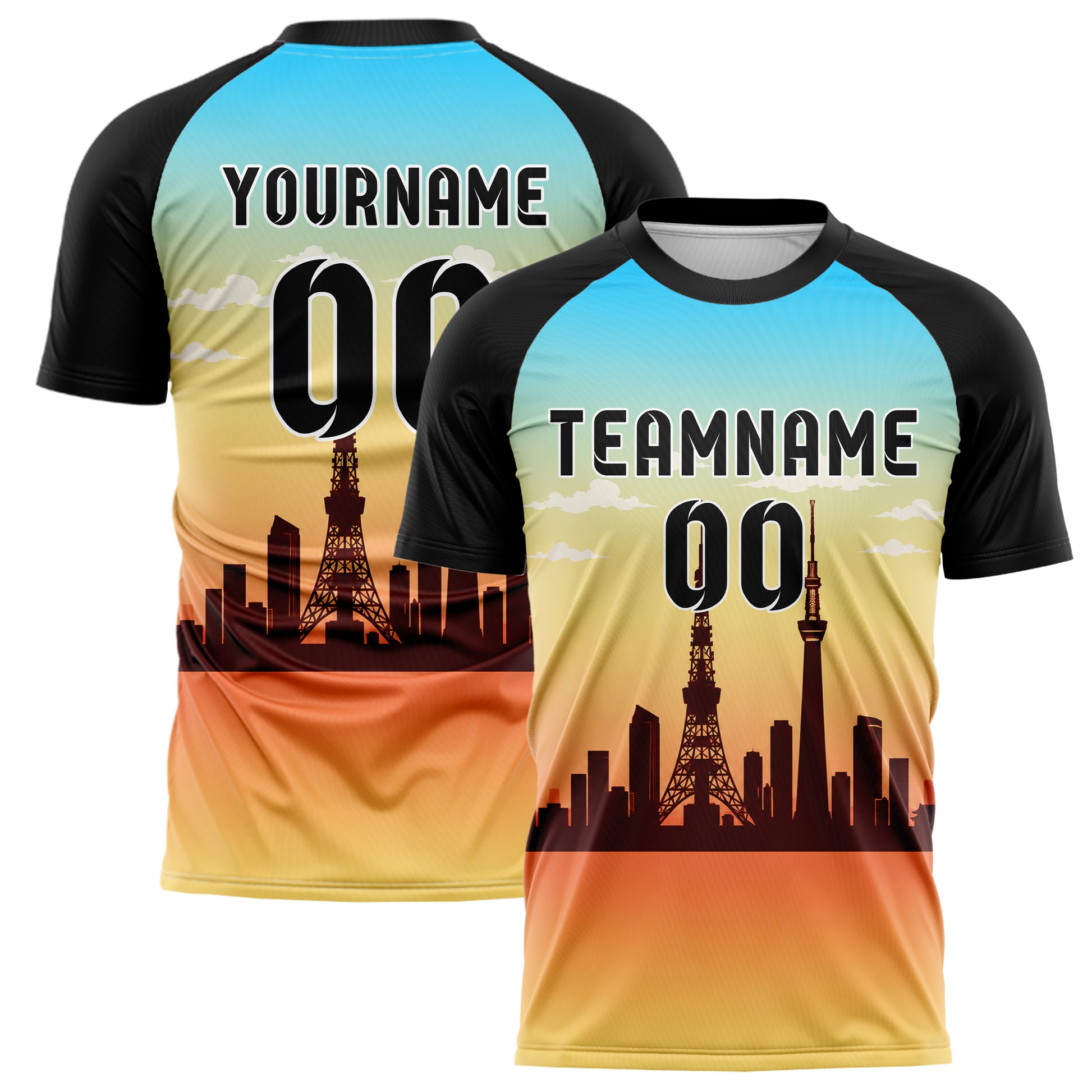 Gelb Tokyo Skyline Design 15-0305 individuelles Fußballtrikot main