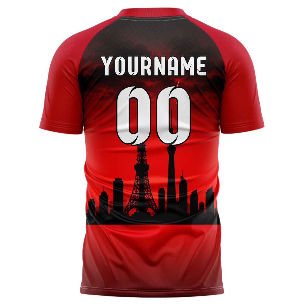 Schwarz Tokyo Skyline Design 15-0307 individuelles Fußballtrikot back