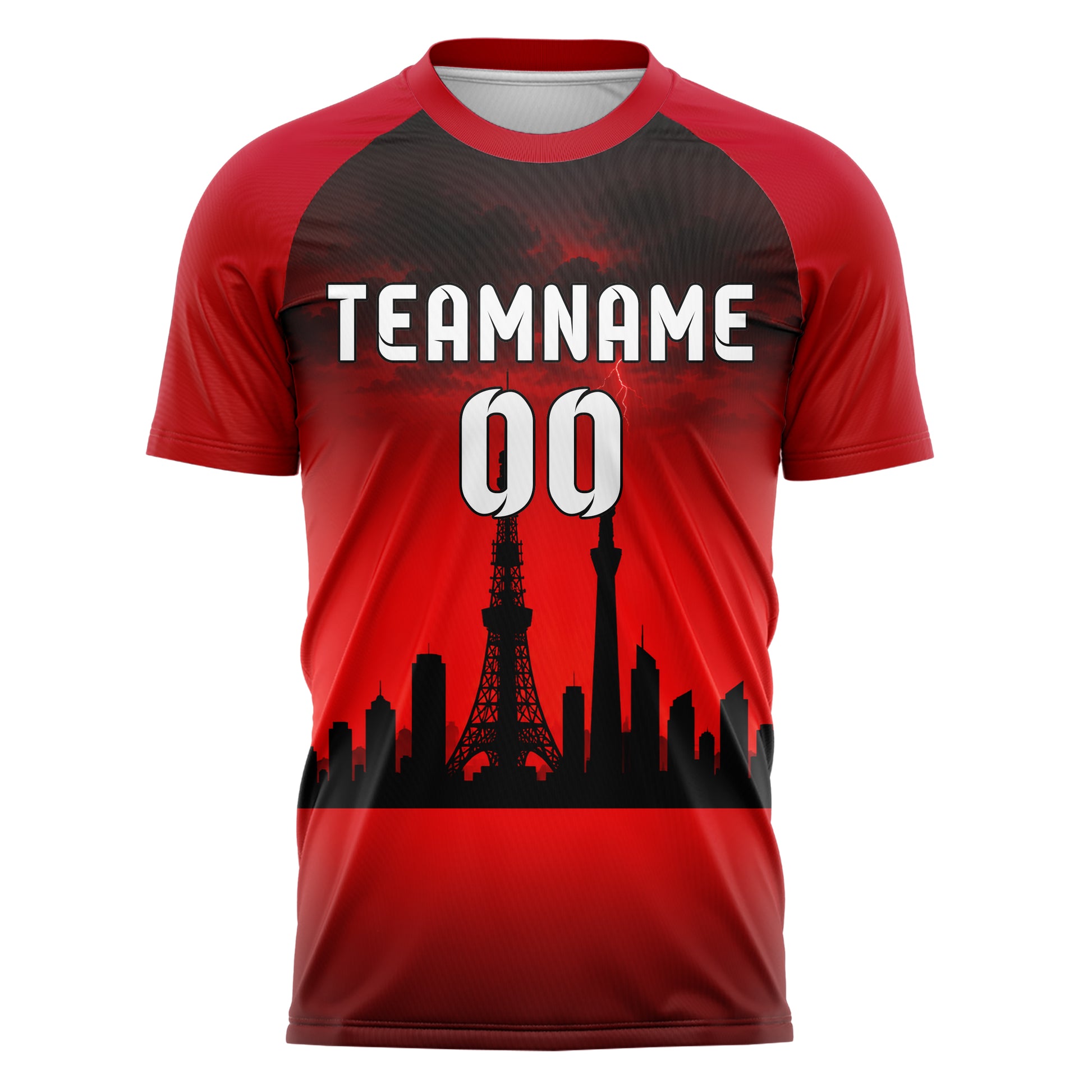 Schwarz Tokyo Skyline Design 15-0307 individuelles Fußballtrikot front
