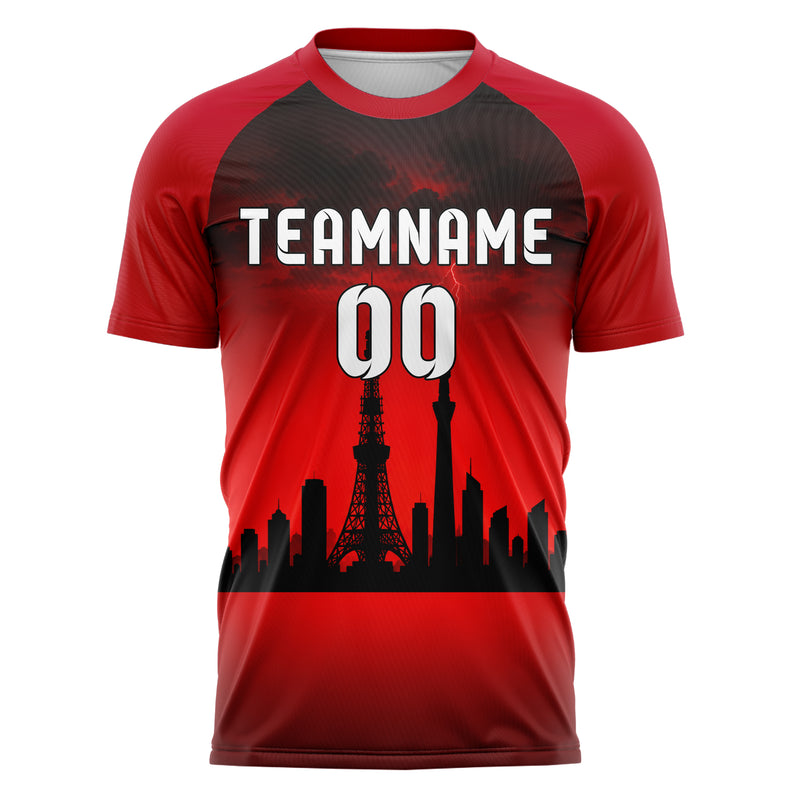 Schwarz Tokyo Skyline Design 15-0307 individuelles Fußballtrikot front