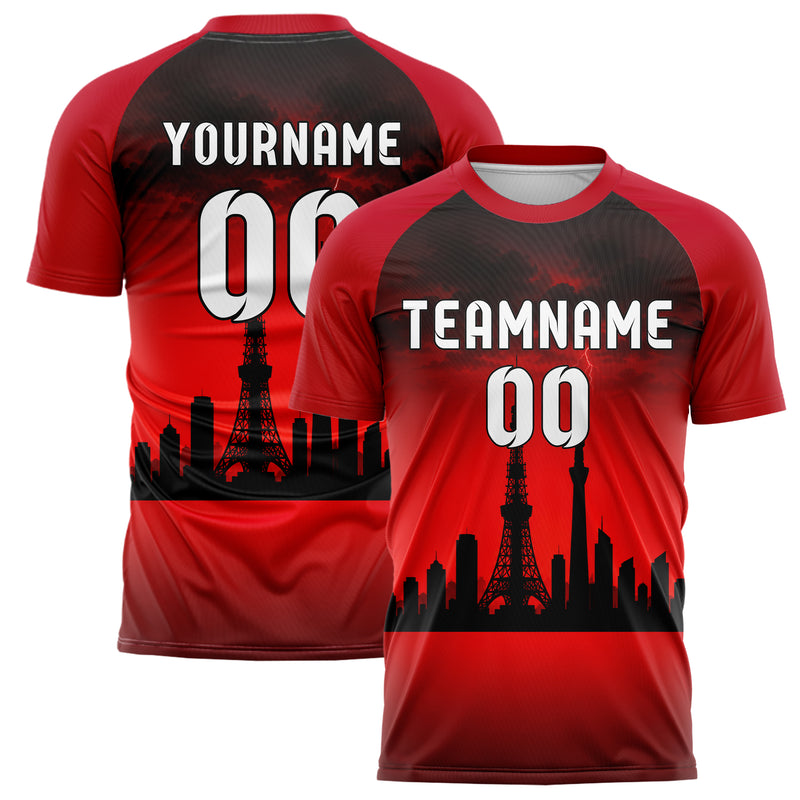 Schwarz Tokyo Skyline Design 15-0307 individuelles Fußballtrikot main