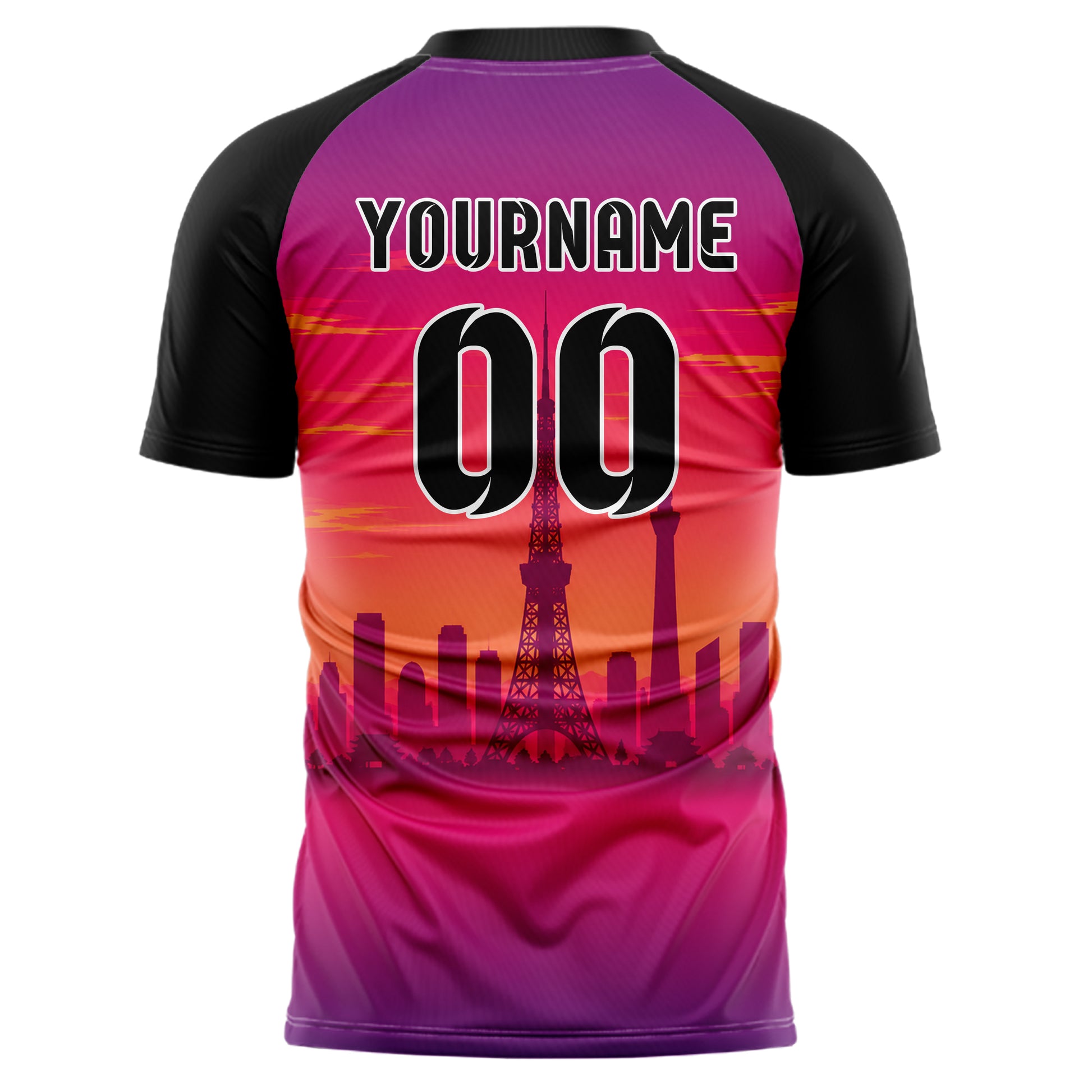 Hot Pink Tokyo Skyline Design 15-0301 individuelles Fußballtrikot back