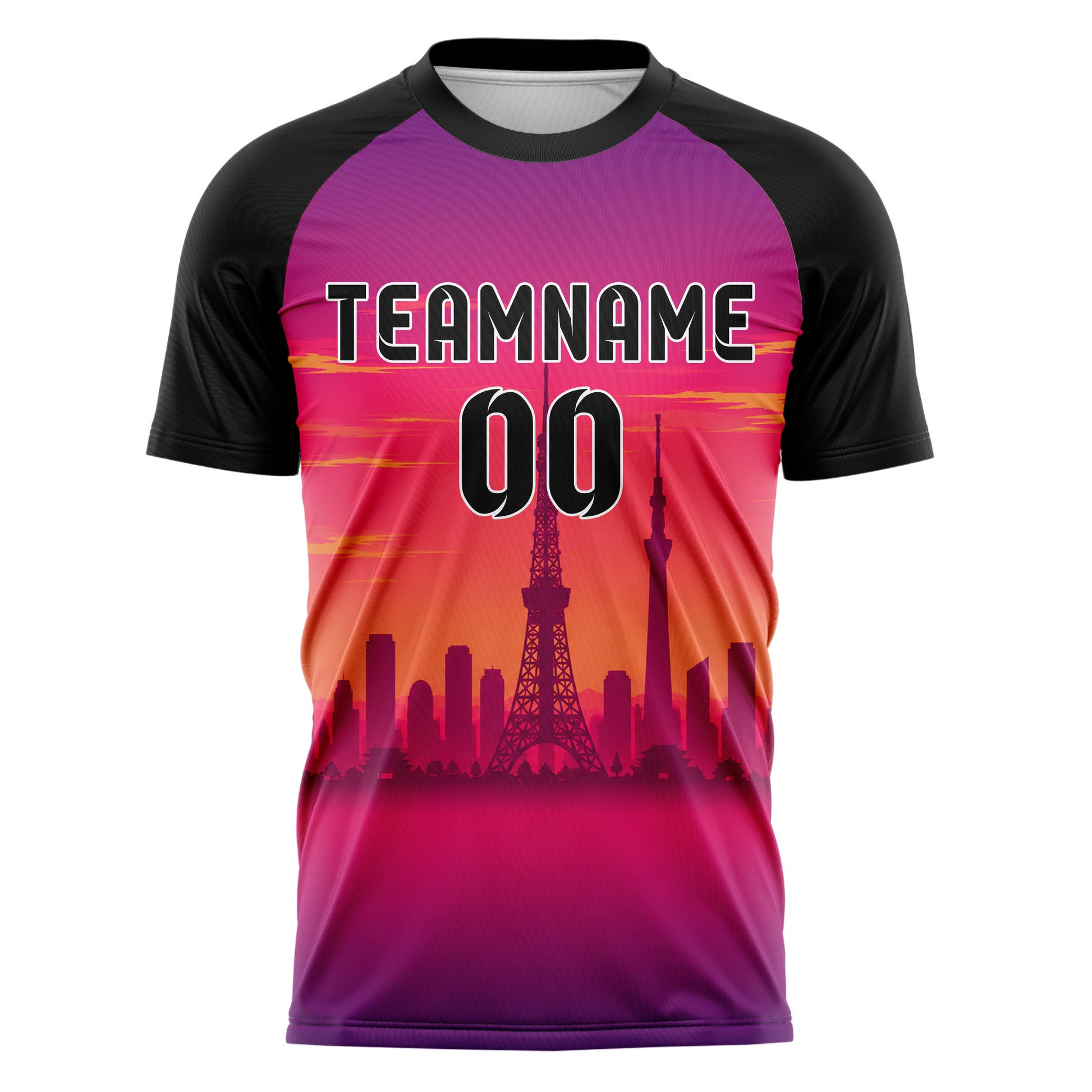 Hot Pink Tokyo Skyline Design 15-0301 individuelles Fußballtrikot front