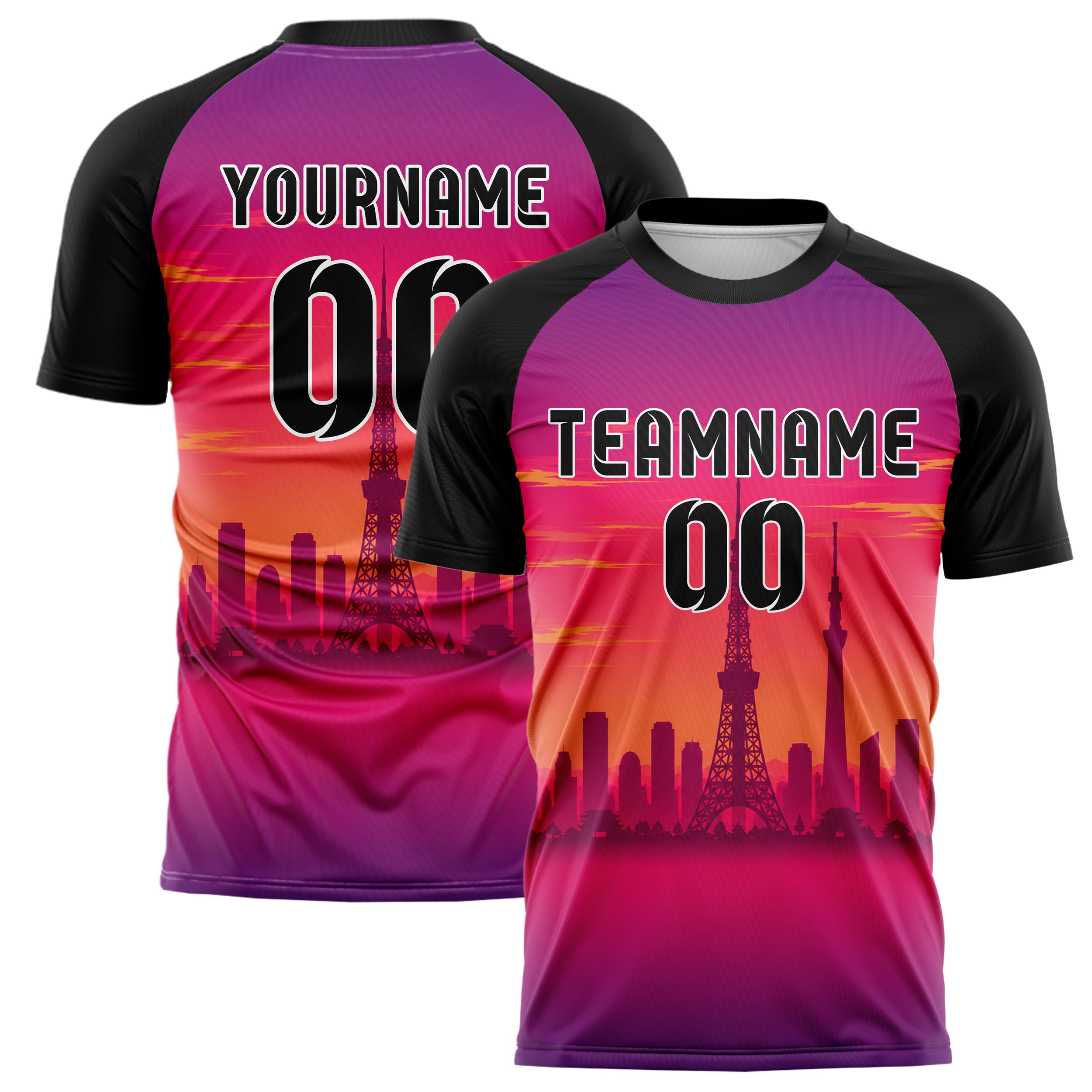 Hot Pink Tokyo Skyline Design 15-0301 individuelles Fußballtrikot main