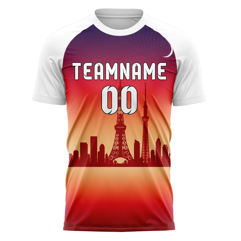 Rot Tokyo Skyline Design 15-0303 individuelles Fußballtrikot front