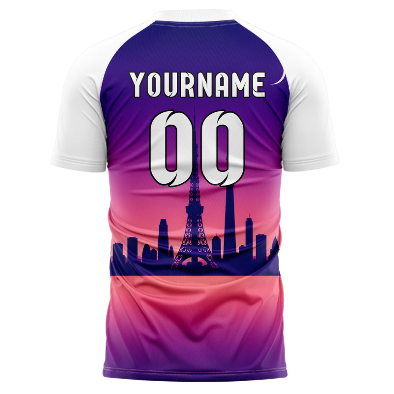 Lila Tokyo Skyline Design 15-0306 individuelles Fußballtrikot back