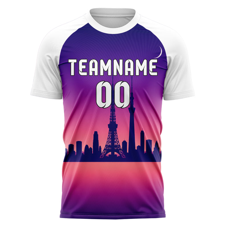 Lila Tokyo Skyline Design 15-0306 individuelles Fußballtrikot front