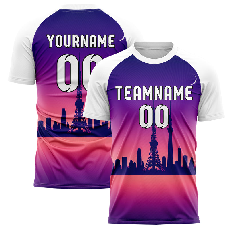 Lila Tokyo Skyline Design 15-0306 individuelles Fußballtrikot main