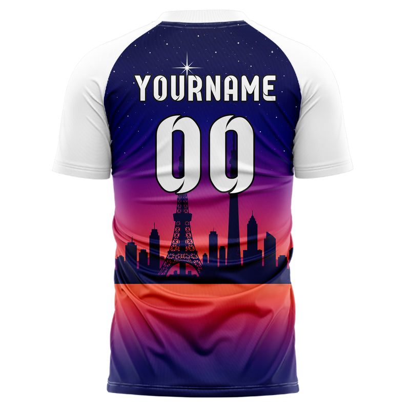 Marineblau Tokyo Skyline Design 15-0309 individuelles Fußballtrikot back