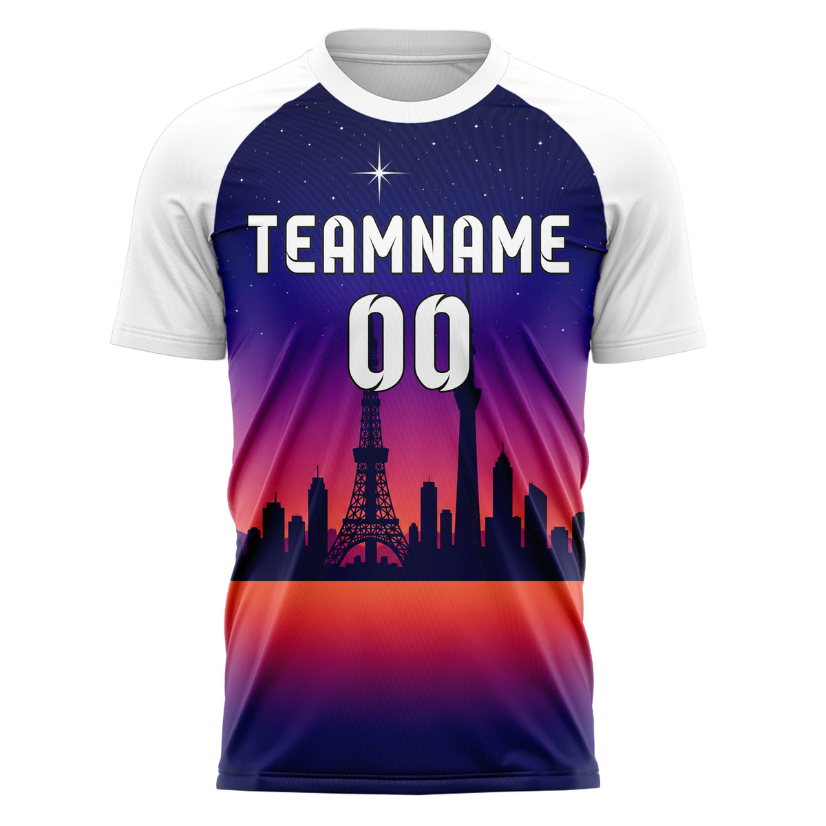Marineblau Tokyo Skyline Design 15-0309 individuelles Fußballtrikot front