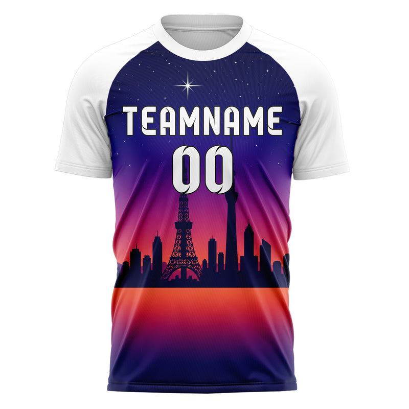 Marineblau Tokyo Skyline Design 15-0309 individuelles Fußballtrikot front