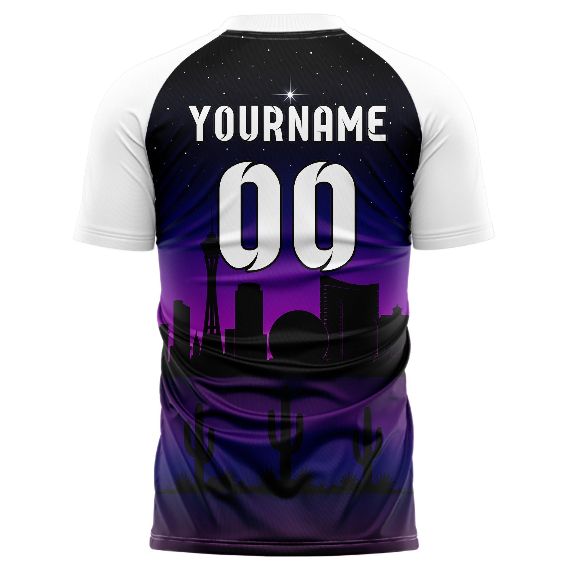 Schwarz Las Vegas Skyline Design 15-0088 individuelles Fußballtrikot back