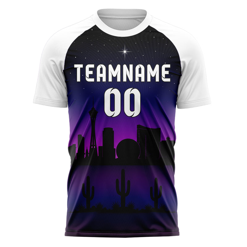 Schwarz Las Vegas Skyline Design 15-0088 individuelles Fußballtrikot front