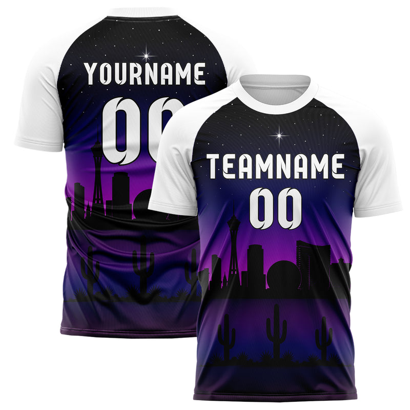 Schwarz Las Vegas Skyline Design 15-0088 individuelles Fußballtrikot main