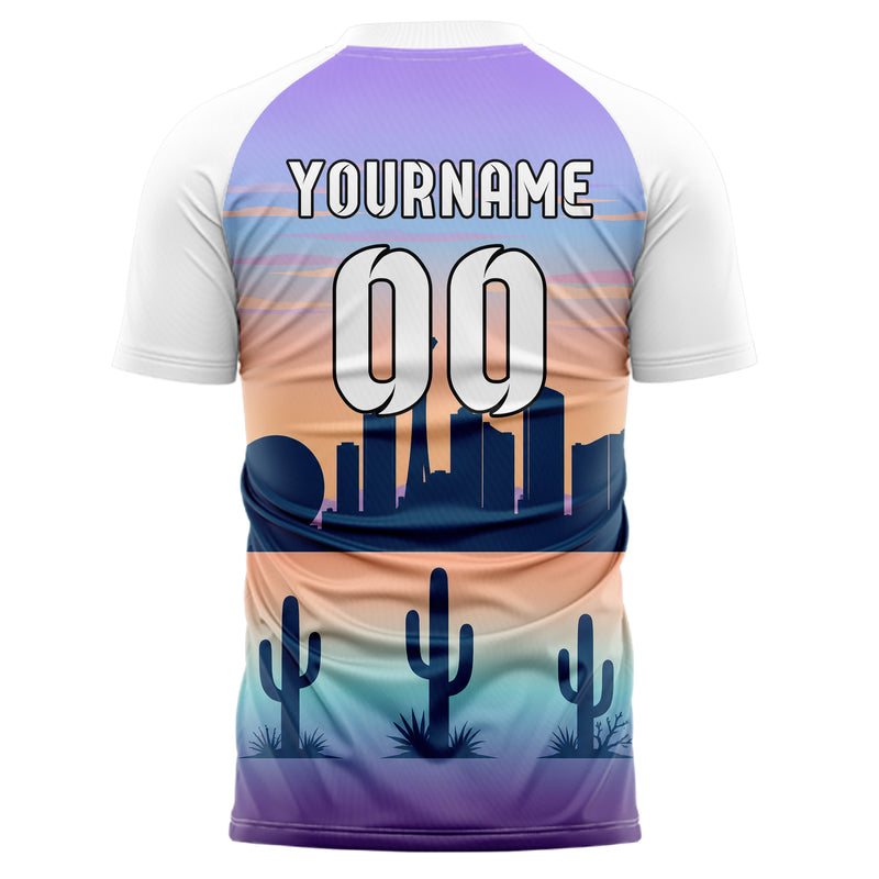 Hellblau Las Vegas Skyline Design 15-0084 individuelles Fußballtrikot back
