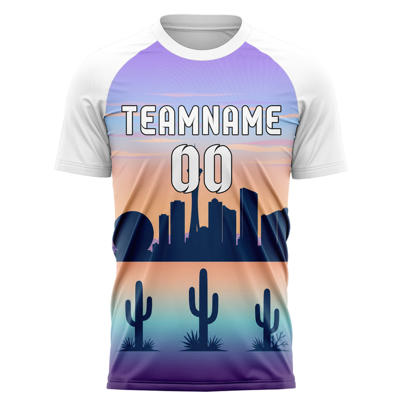 Hellblau Las Vegas Skyline Design 15-0084 individuelles Fußballtrikot front