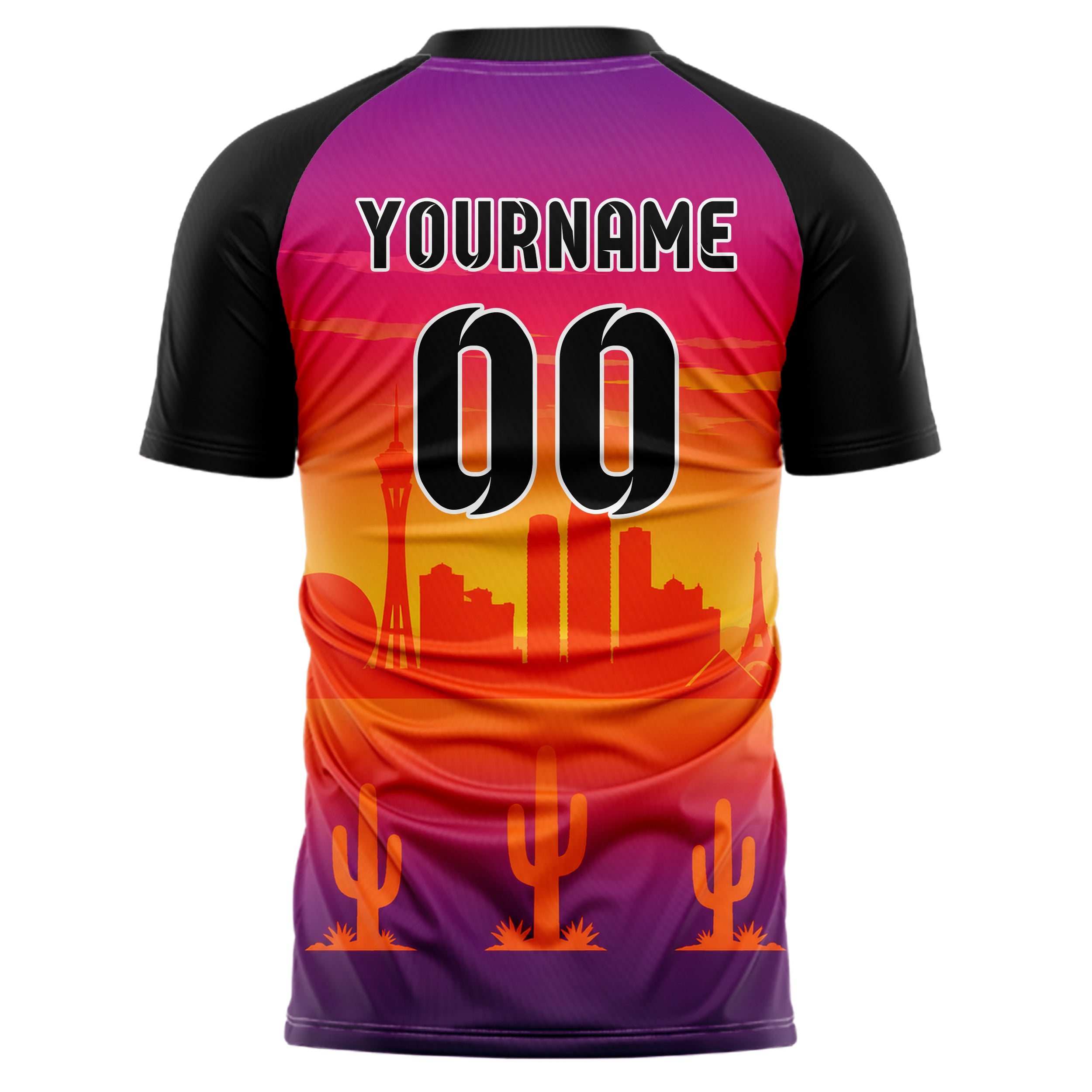 Orange Las Vegas Skyline Design 15-0082 individuelles Fußballtrikot back