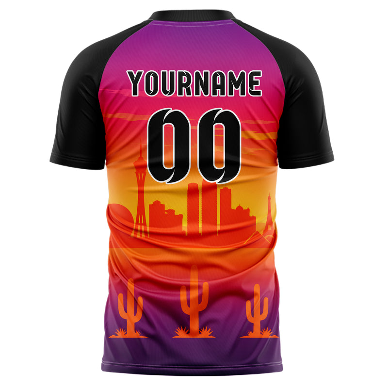 Orange Las Vegas Skyline Design 15-0082 individuelles Fußballtrikot back