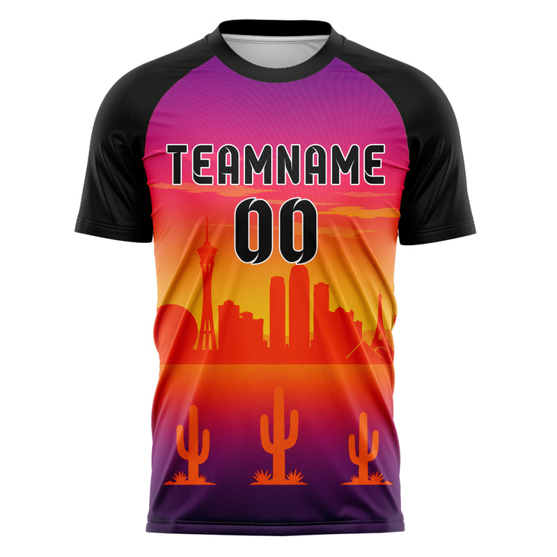 Orange Las Vegas Skyline Design 15-0082 individuelles Fußballtrikot front