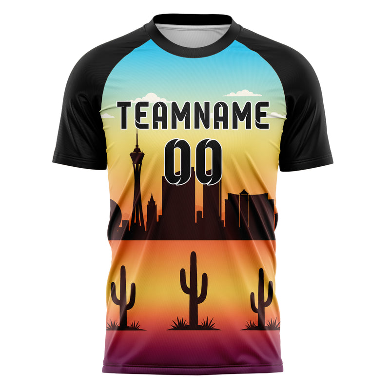 Gelb Las Vegas Skyline Design 15-0085 individuelles Fußballtrikot front