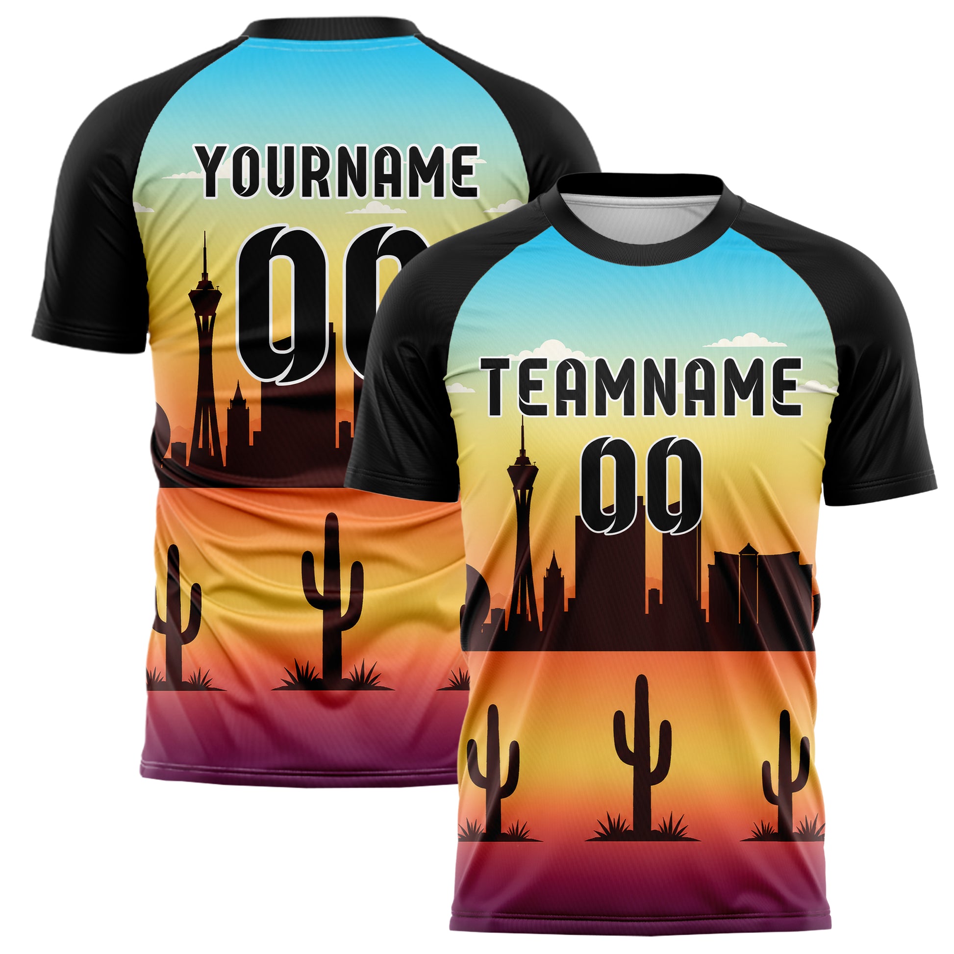 Gelb Las Vegas Skyline Design 15-0085 individuelles Fußballtrikot main