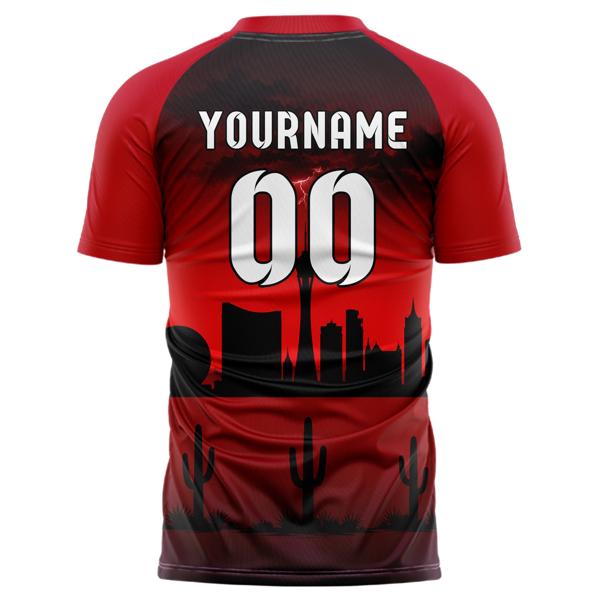 Schwarz Las Vegas Skyline Design 15-0087 individuelles Fußballtrikot back