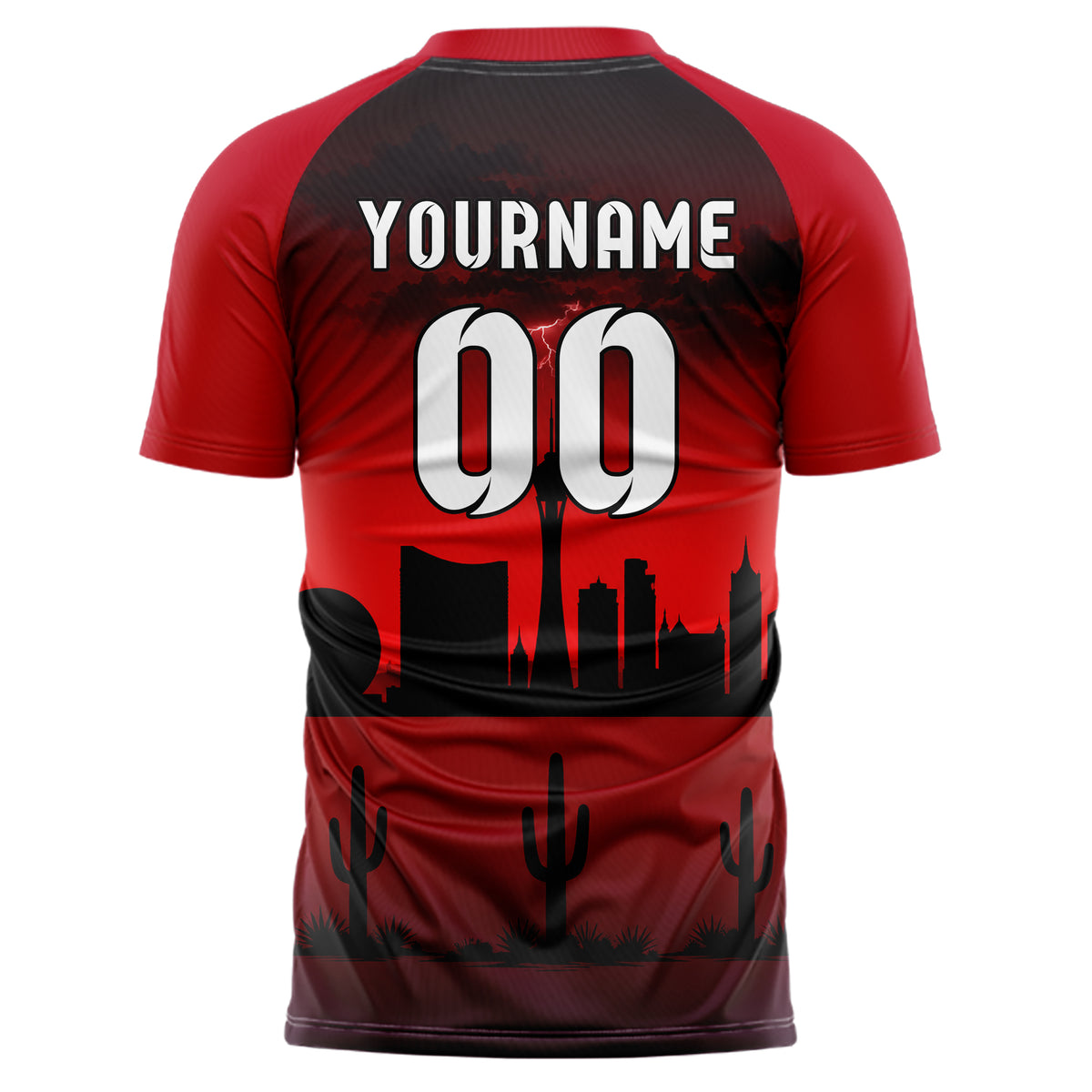 Schwarz Las Vegas Skyline Design 15-0087 individuelles Fußballtrikot back