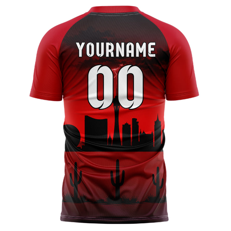 Schwarz Las Vegas Skyline Design 15-0087 individuelles Fußballtrikot back