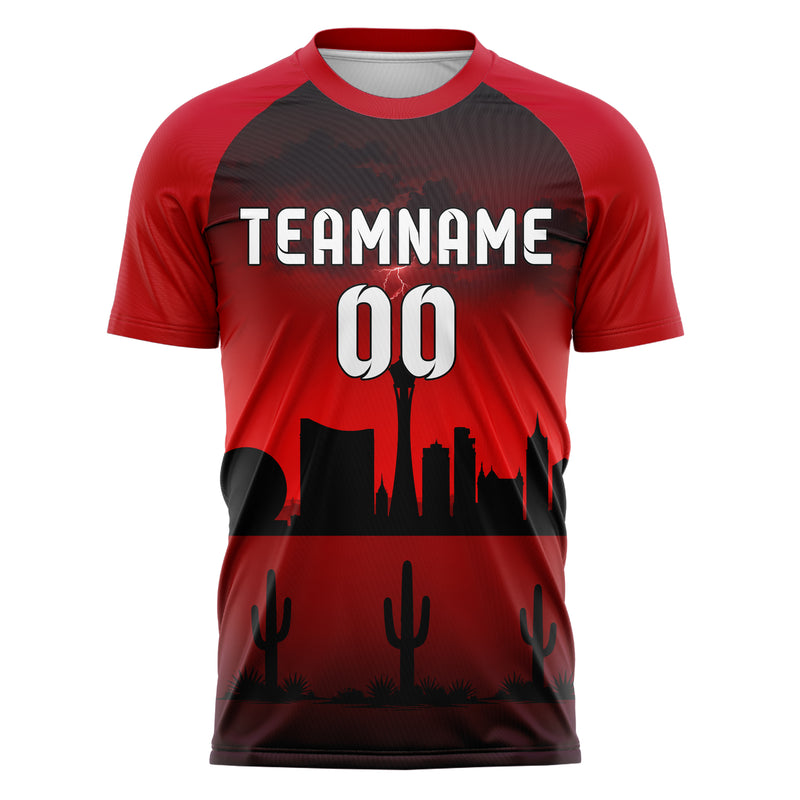 Schwarz Las Vegas Skyline Design 15-0087 individuelles Fußballtrikot front