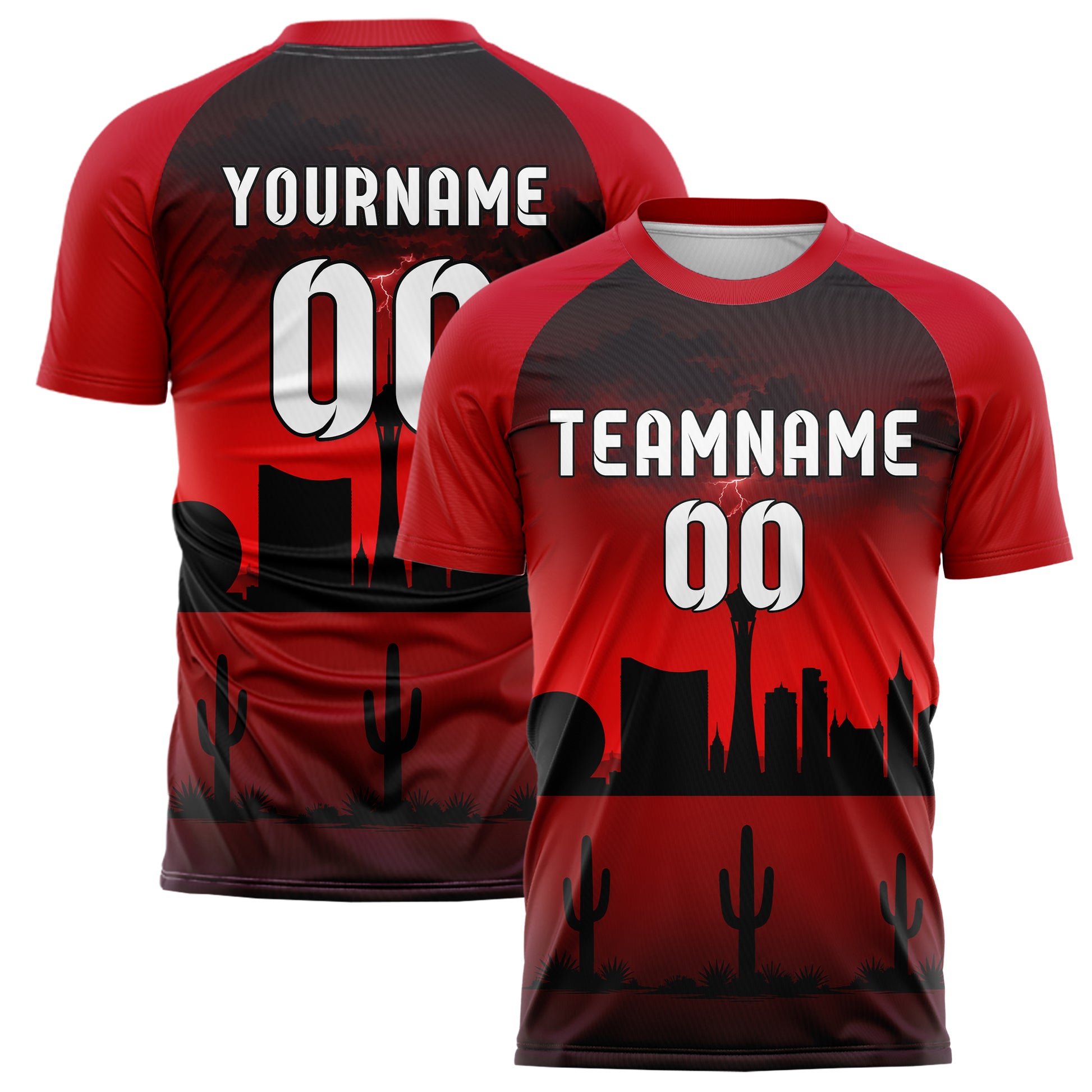 Schwarz Las Vegas Skyline Design 15-0087 individuelles Fußballtrikot main