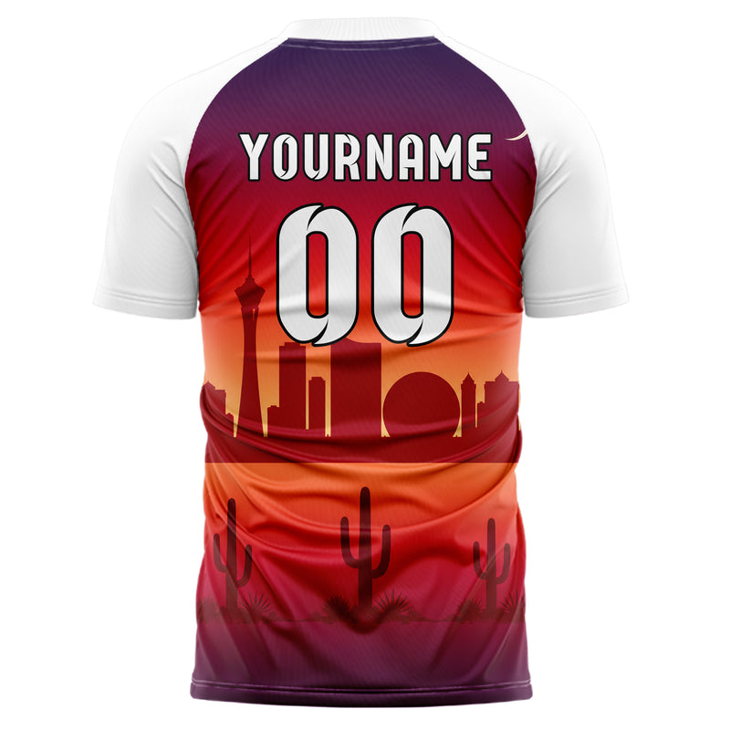Rot Las Vegas Skyline Design 15-0083 individuelles Fußballtrikot back