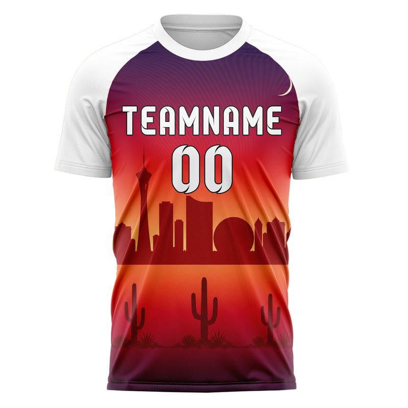 Rot Las Vegas Skyline Design 15-0083 individuelles Fußballtrikot front