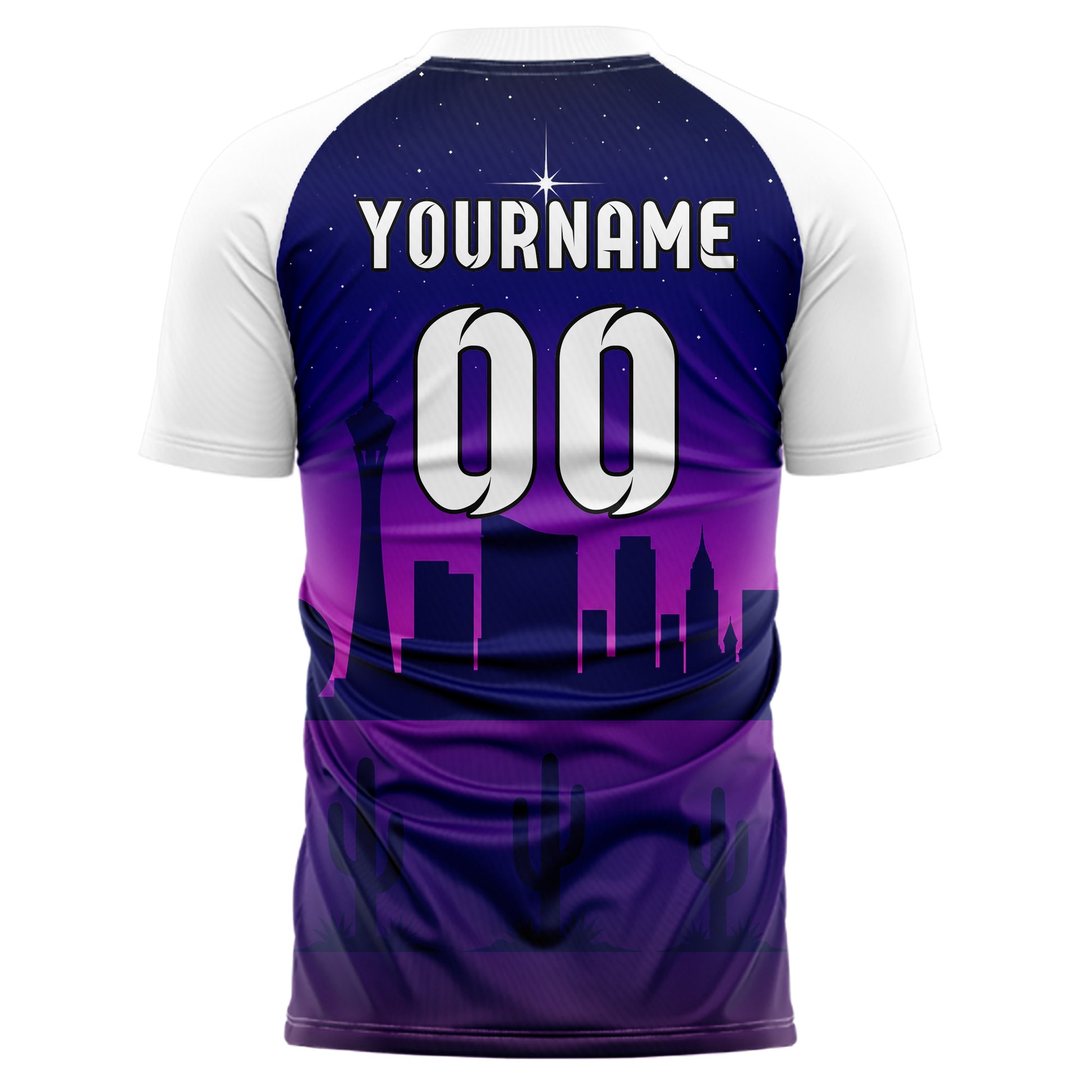 Marineblau Las Vegas Skyline Design 15-0089 individuelles Fußballtrikot back