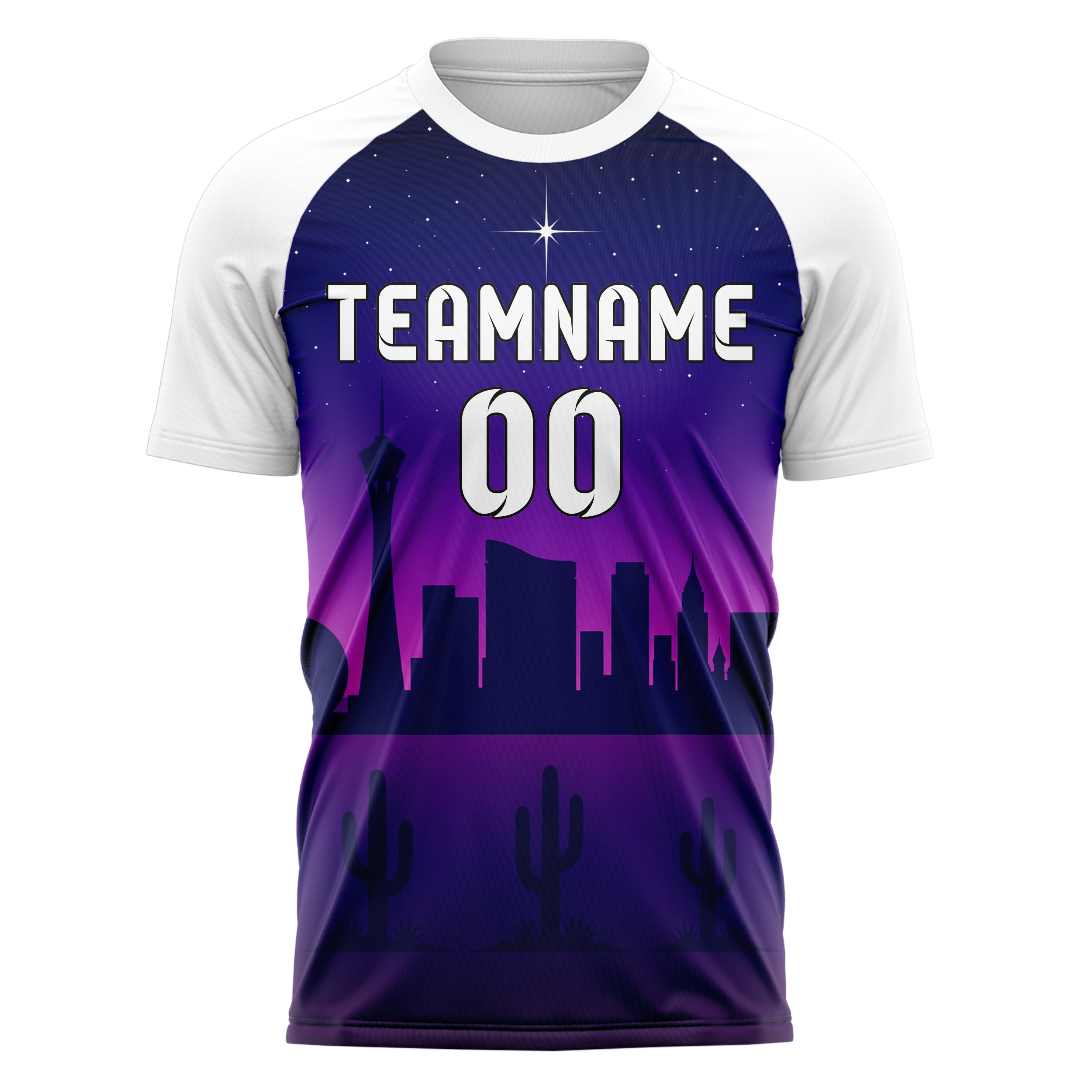 Marineblau Las Vegas Skyline Design 15-0089 individuelles Fußballtrikot front