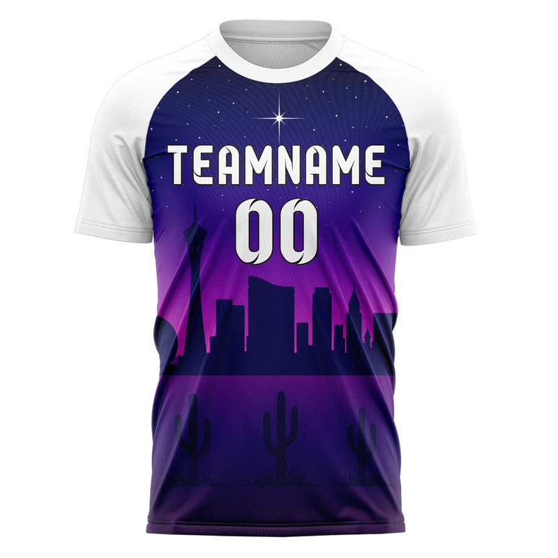 Marineblau Las Vegas Skyline Design 15-0089 individuelles Fußballtrikot front