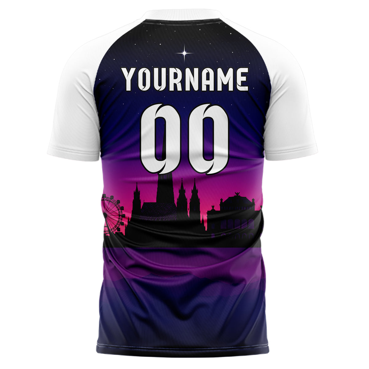 Schwarz Vienna Skyline Design 15-0188 individuelles Fußballtrikot back