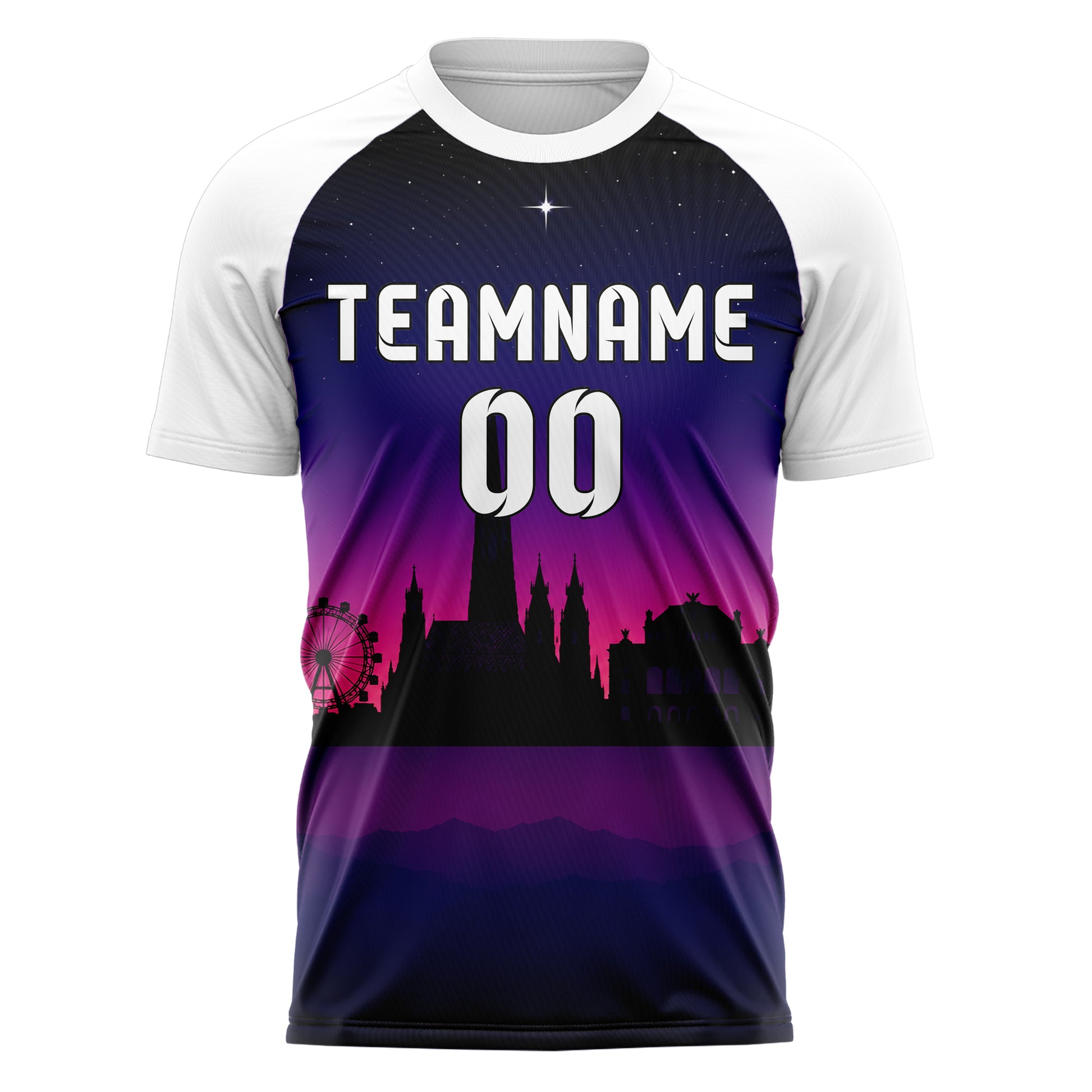 Schwarz Vienna Skyline Design 15-0188 individuelles Fußballtrikot front