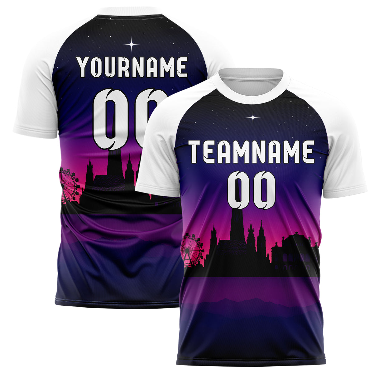 Schwarz Vienna Skyline Design 15-0188 individuelles Fußballtrikot main