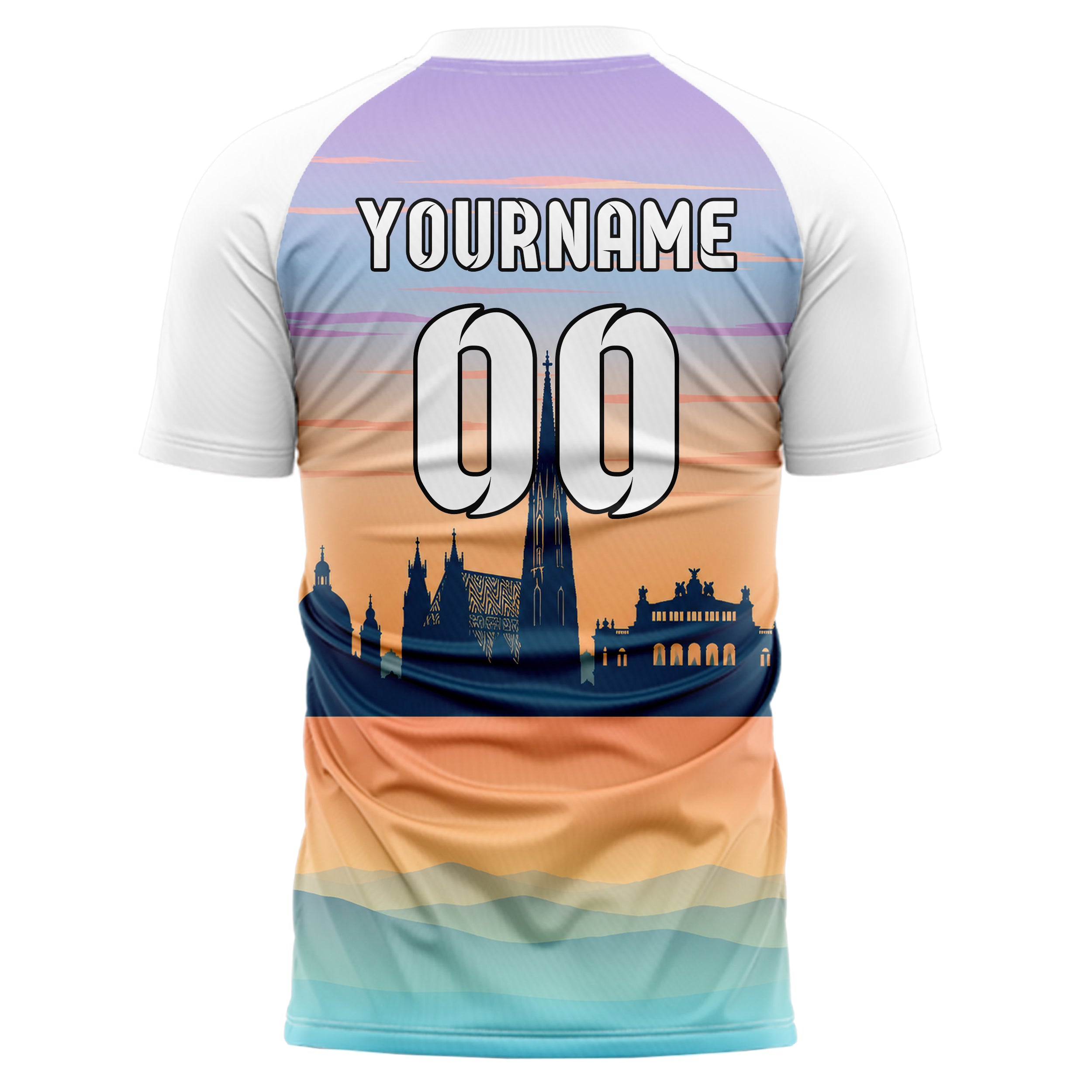 Hellblau Vienna Skyline Design 15-0184 individuelles Fußballtrikot back