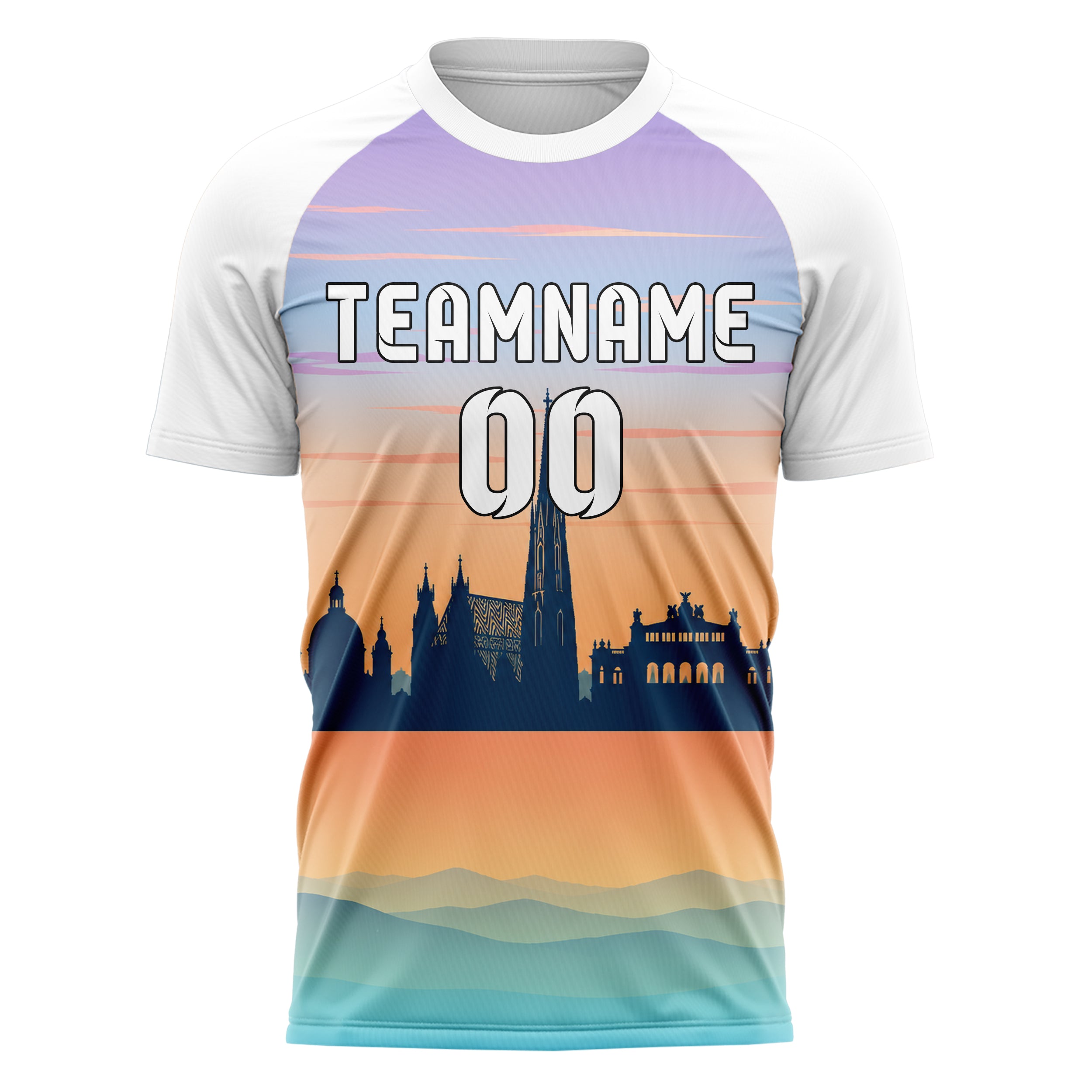Hellblau Vienna Skyline Design 15-0184 individuelles Fußballtrikot front