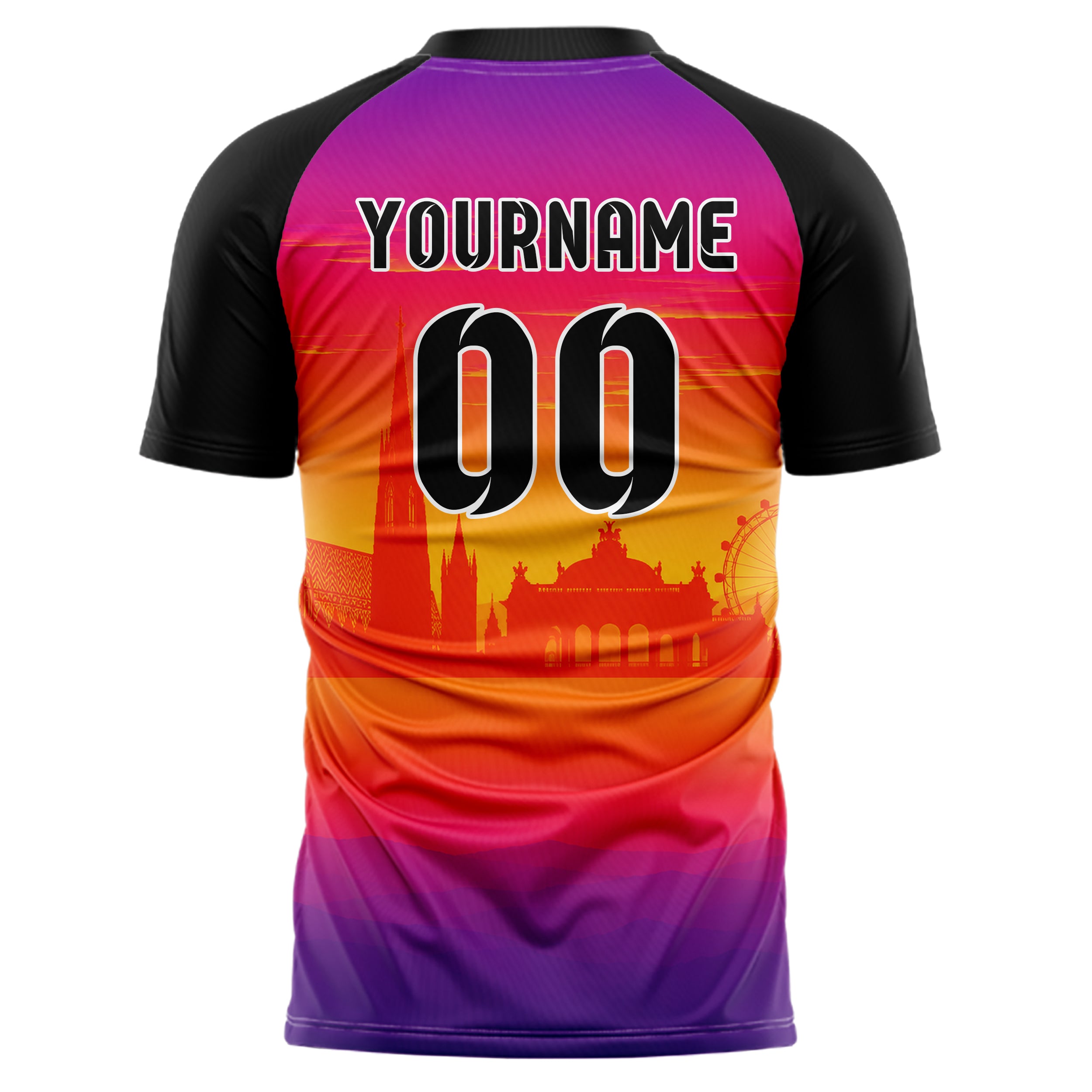 Orange Vienna Skyline Design 15-0182 individuelles Fußballtrikot back