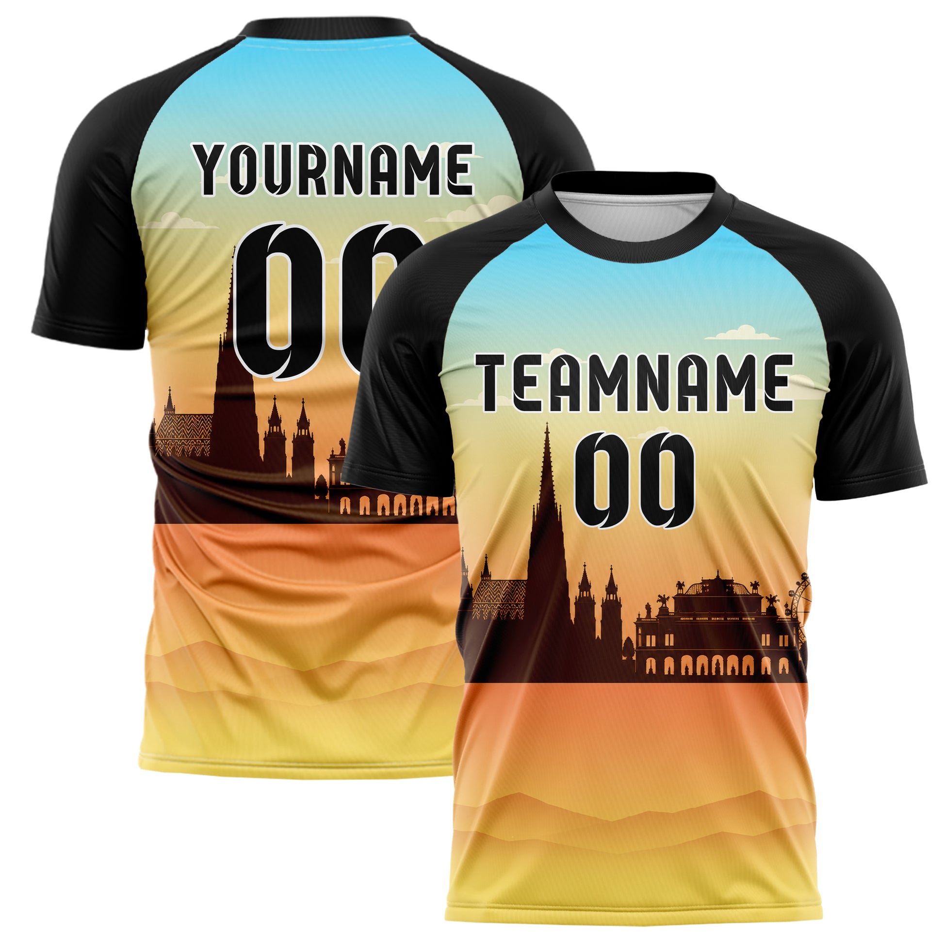 Gelb Vienna Skyline Design 15-0185 individuelles Fußballtrikot main
