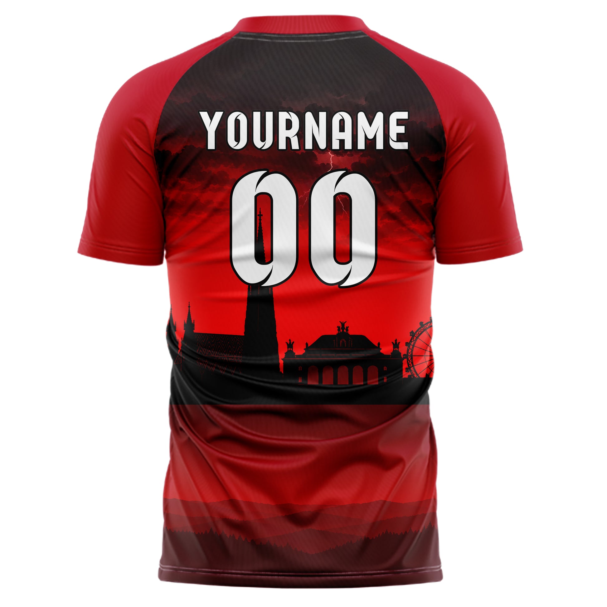 Schwarz Vienna Skyline Design 15-0187 individuelles Fußballtrikot back