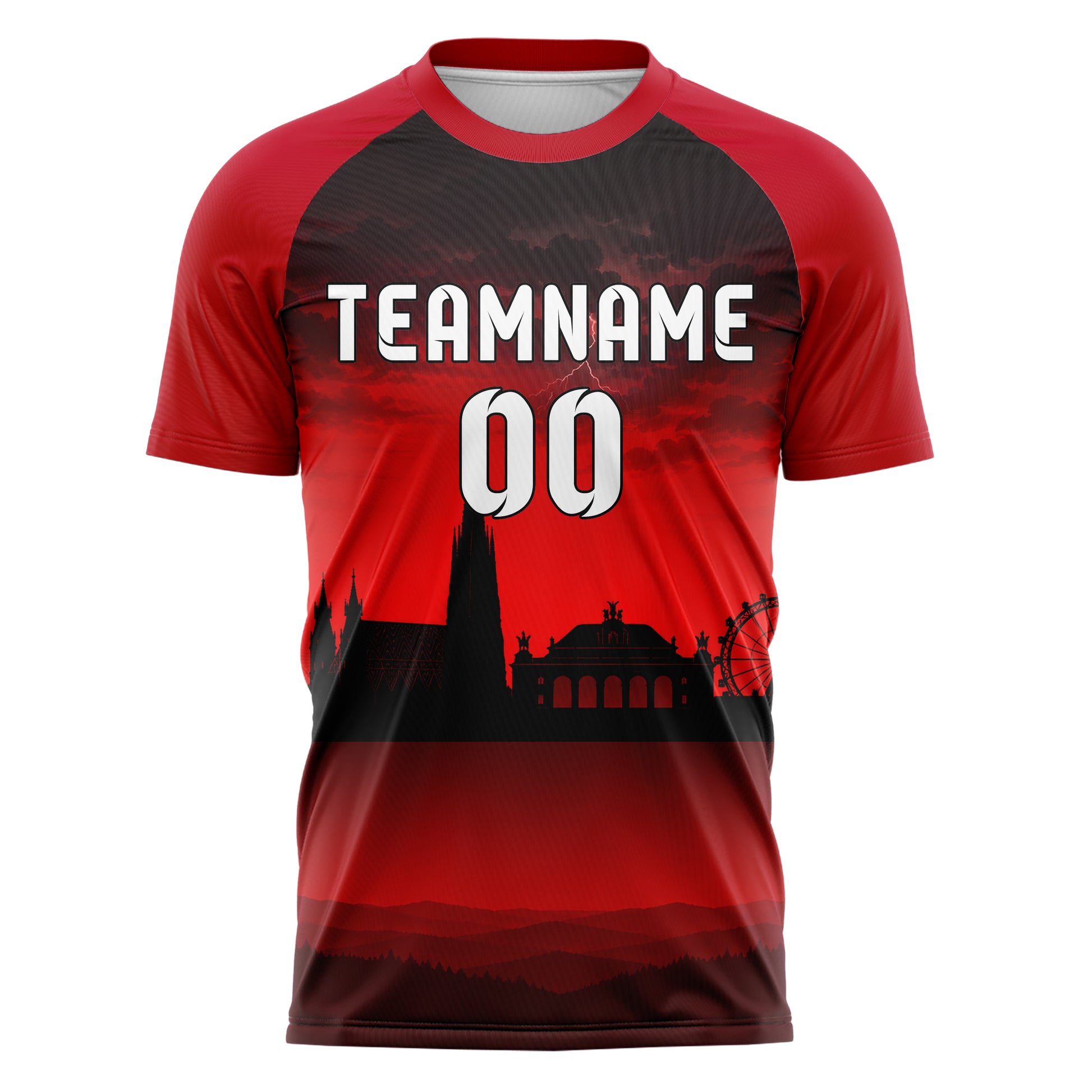 Schwarz Vienna Skyline Design 15-0187 individuelles Fußballtrikot front