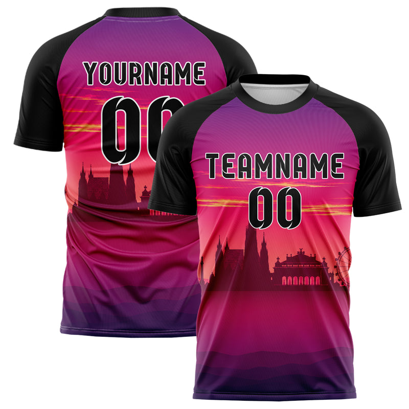 Hot Pink Vienna Skyline Design 15-0181 individuelles Fußballtrikot main